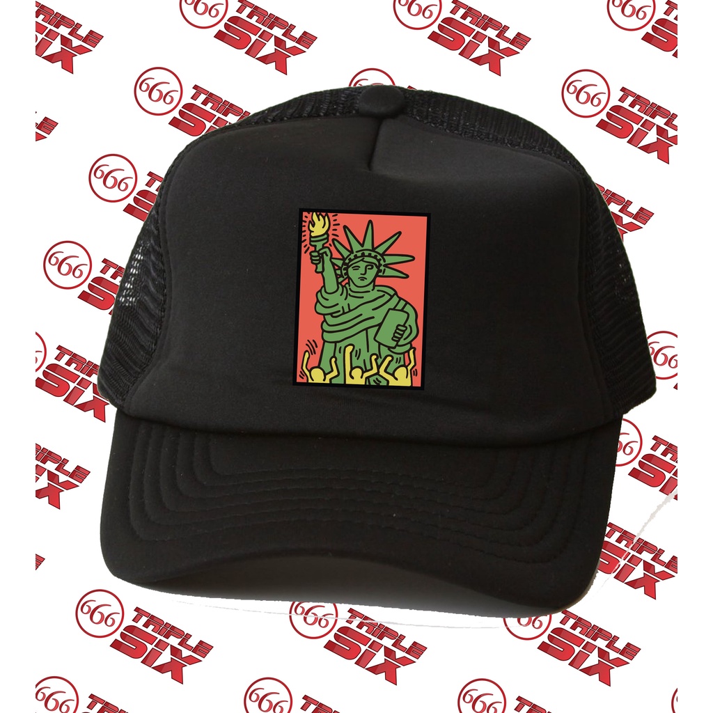 Topi Trucker Keith Haring Statue of Liberty USA