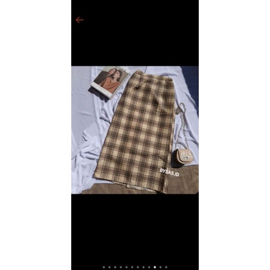GUILEN TOP BAJU ATASAN WANITA KEMEJA KOTAK / KEMEJA ROK SPAN TARTAN / KOTAK LONG SKIRT KOREAN STYLE