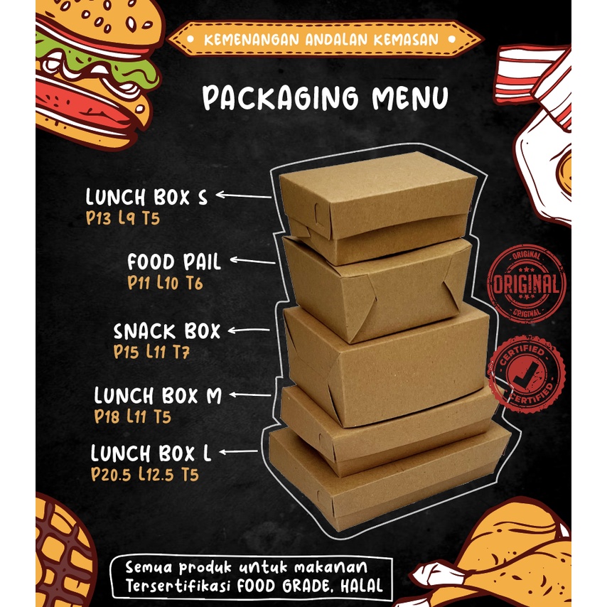 

Paper Lunch Box Size S,M,L Model Selip / Box Makanan Kraft (WAJIB MEMBELI EXTRA PACKING)