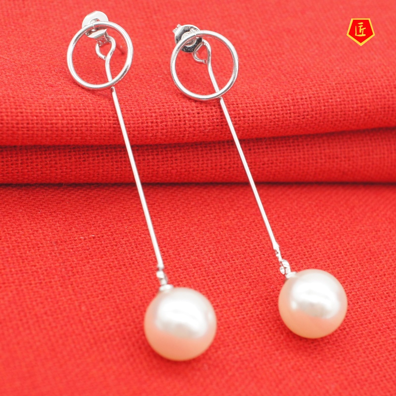 [Ready Stock]Personalized Female Tassel Long Pearl Earrings