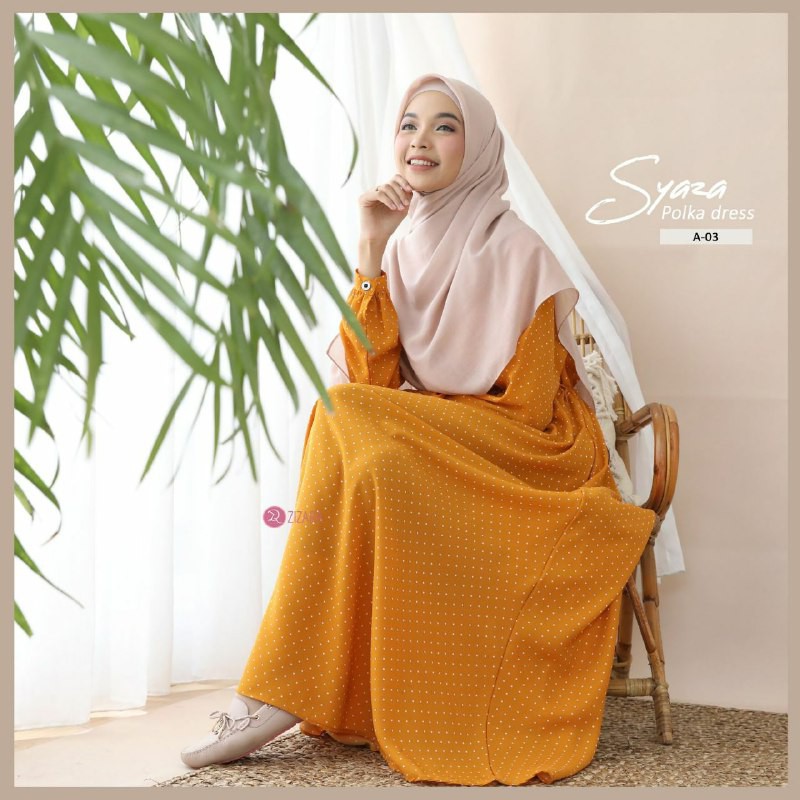 SYAZA DRESS POLKA || Gamis Syari Terndy Original by Zizara