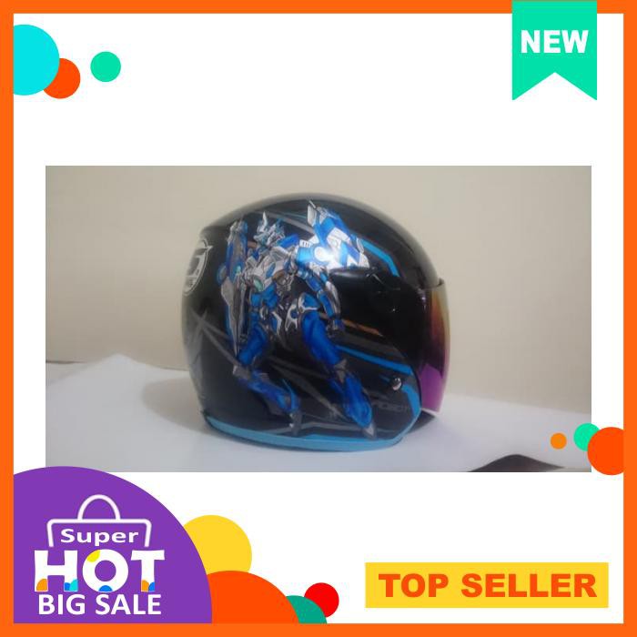 Helm Shel Anak Robot Hitam Biru