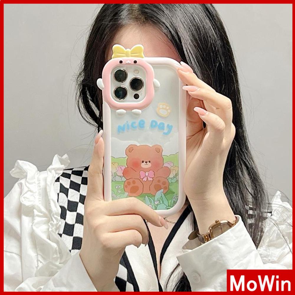 iPhone Case Silicone Soft Case Clear Case Airbag Shockproof Protection Camera Smooth Feel Cartoon Bear Cute Compatible For iPhone 11 Pro Max 13 Pro Max 12 Pro Max 7Plus xr XS Max