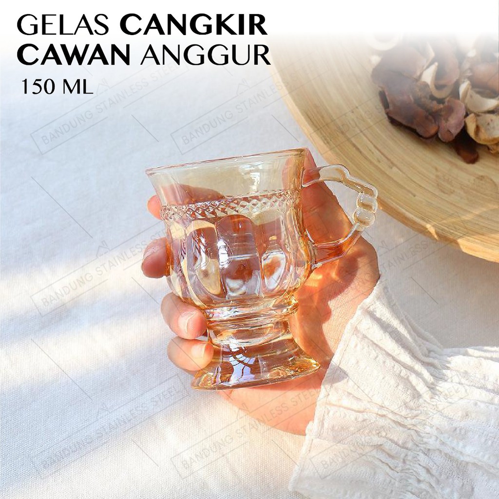 Gelas Kopi 150ml Cangkir Kaca Cafe Teh Susu Cawan Anggur Coffee Tea Glass Vintage Victoria Cantik