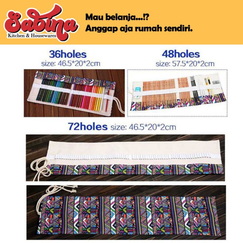 Marco Bohemian Tas Pensil Gulung Canvas 48 Slot 20 x 56CM