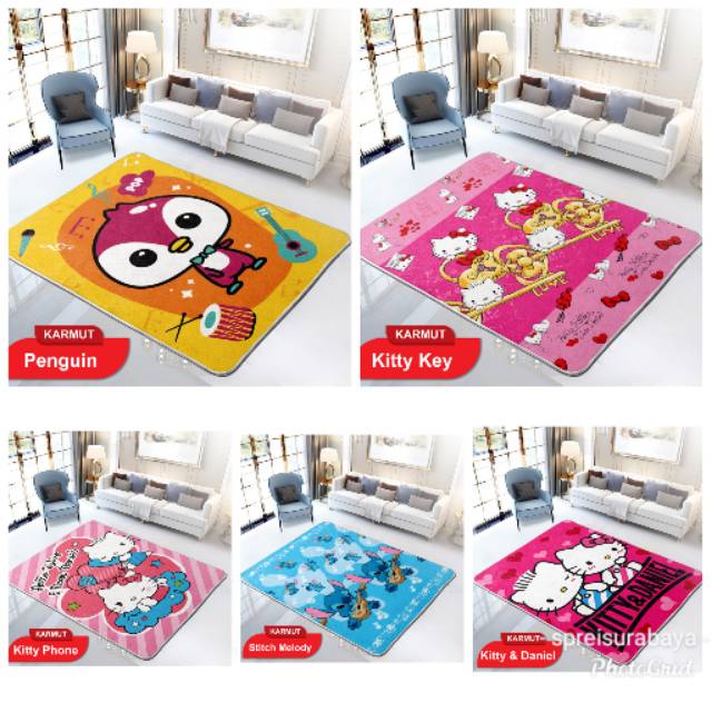 3kg - Karpet Internal Motif Kartun / Hello Kitty / Tayo / Princess / Little Pony / Frozen