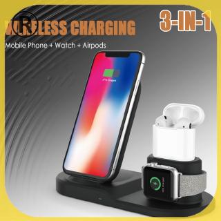 Charging Stand Wireless 3 In 1 Untuk Apple Watch Iphone Airpods Shopee Indonesia