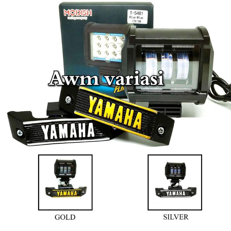 Lampu depan LED 6 LED 12 plus set kumis RX king hitam gold RX king RX spesial Bandung style