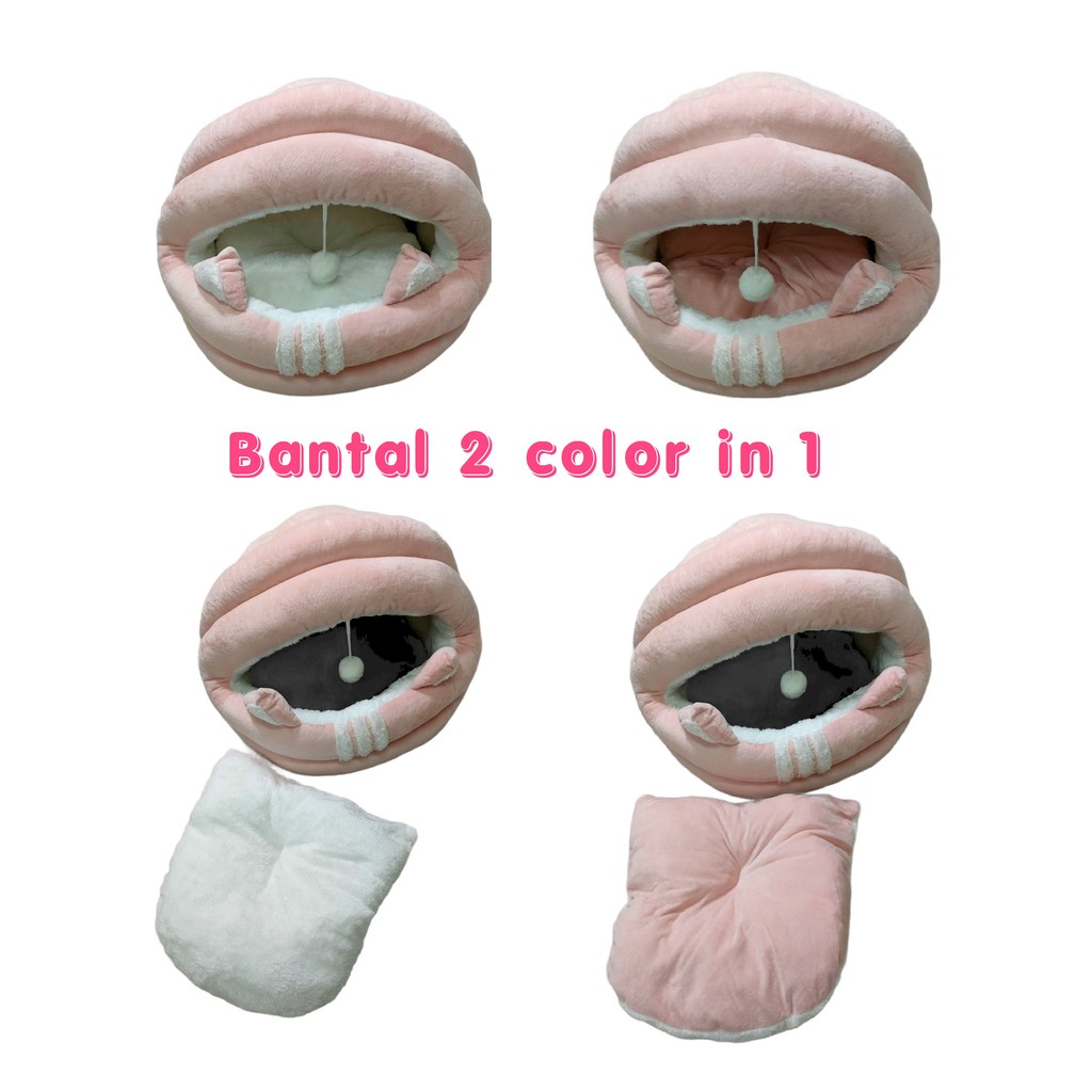 Rumah bed rest Kucing motif Shell Kerang + Bantal