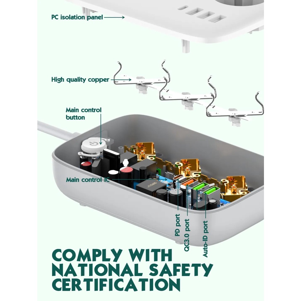 Wifi Stop Kontak Ldnio 3 power soket PD + QC 3.0 + 2 USB smart SEW3452