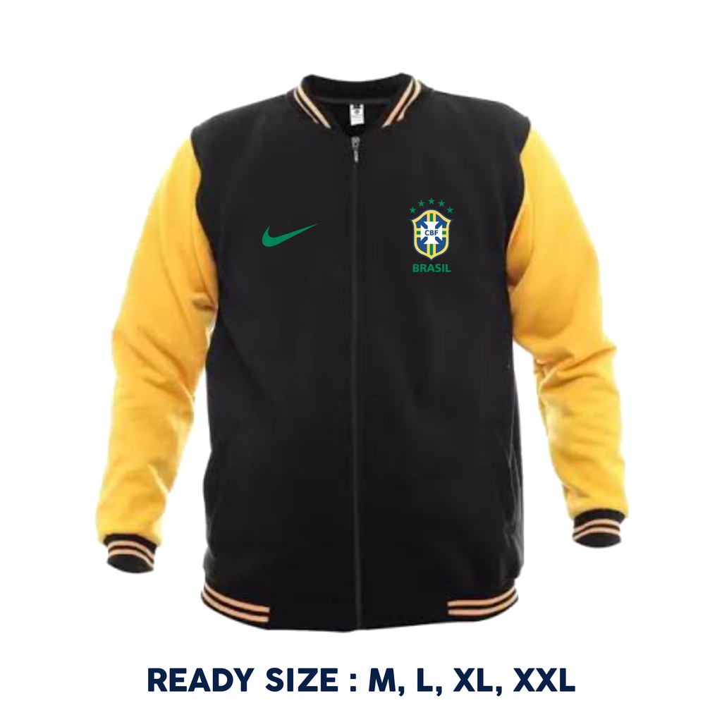 JAKET BRAZIL BASEBALL BRASIL FOOTBAL VARSITY ZIPPER