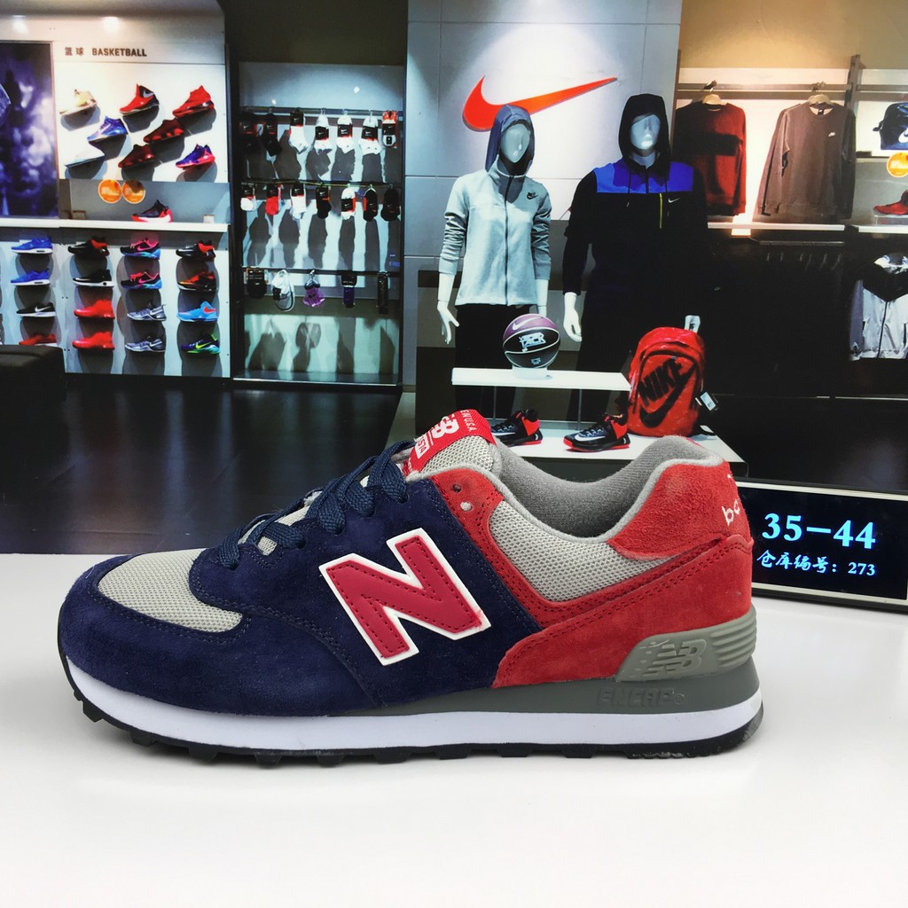 red and blue new balance 574