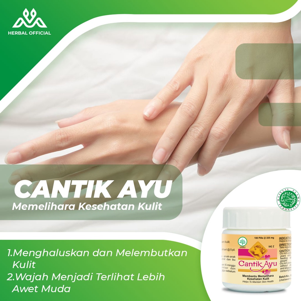 Cantik Ayu 100 Pil | Suplemen Pemutih Badan Permanen BPOM | Suplemen Kecantikan Kulit | Awet Muda