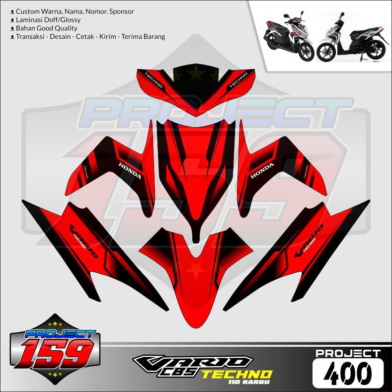 Decal Stiker Motor Vario CBS Techno 110 Karbu - P-400 Majestic Red