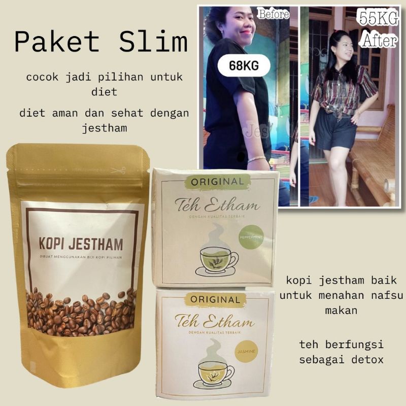 

READY PAKET SLIM (DAPAT KOPI JESTHAM + 2 TEH ETHAM) TANPA ANTRI