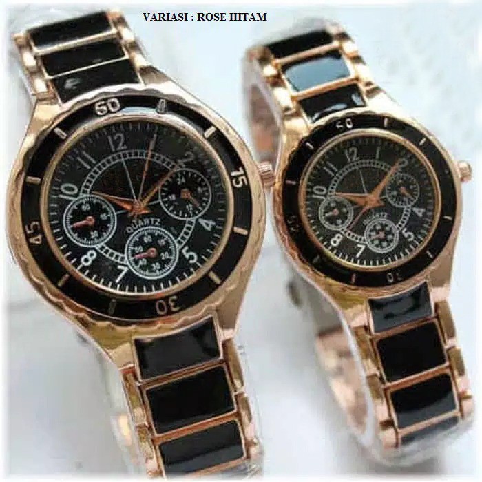 BAJ JAM TANGAN COUPLE PASANGAN PRIA WANITA RANTAI CHRONO KERAMIK STAINLEES GROSIR CH001