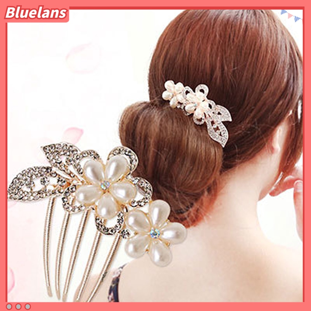 Bluelans Sisir Rambut Berlian Imitasi Model Gigi Lima Untuk Aksesoris Styling