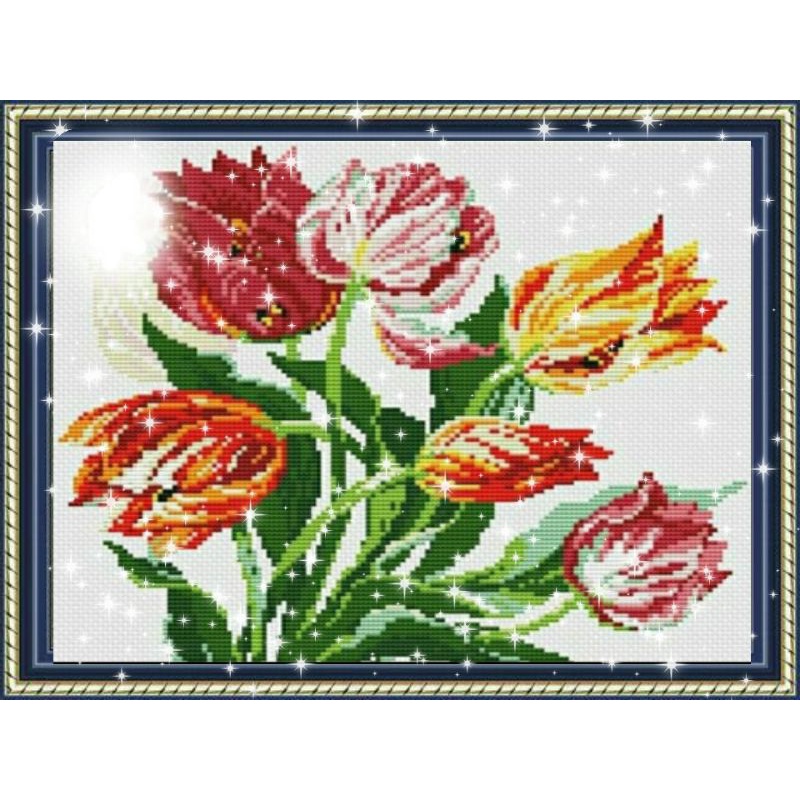 pola kristik gambar bunga tulip