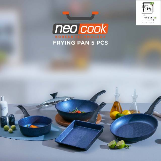 Neocook Frying Pan 5 pcs, wok pan, fry pan, Square pan, sauce pan,wajan set europa premium