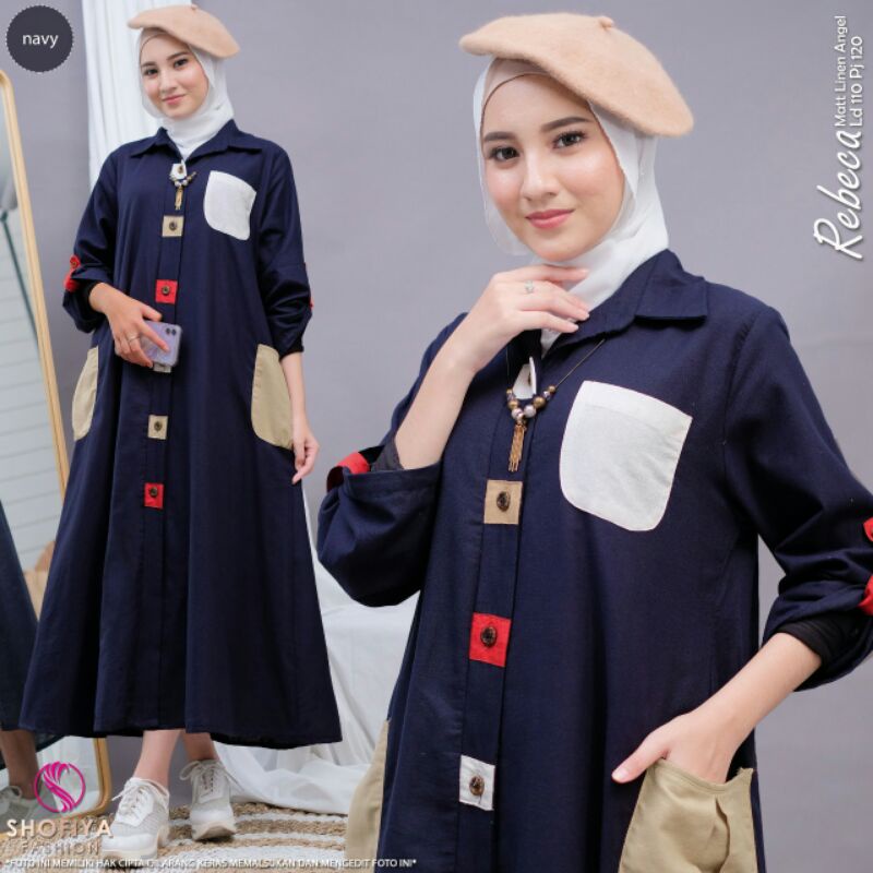 REBECA, DHISA Midi Dress Wanita muslim Ory by Shofiya