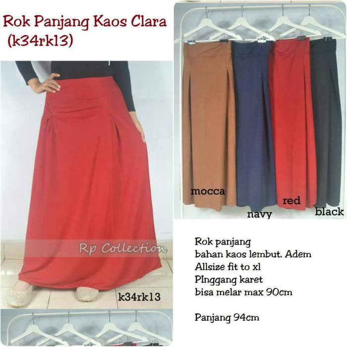 Rok Panjang Kaos / Rok maxi / Rok Payung Lebar / Rok Hijab Polos Clara