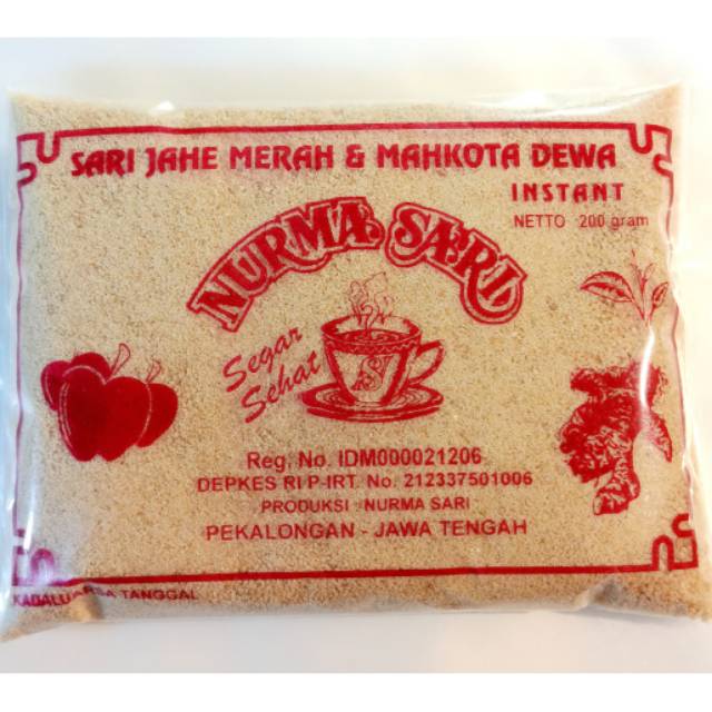 

Minuman kesehatan herbal alami sari bubuk jahe merah dan mahkota dewa instan nurma sari