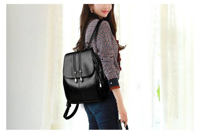 Tas Ransel backpack kulit wanita double zipper arista