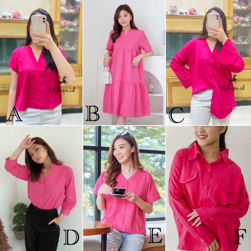 PAKET FUSCHIA EDITION TOP KEMEJA DAN BLOUSE ATASAN WANITA FUSCHIA PREMIUM
