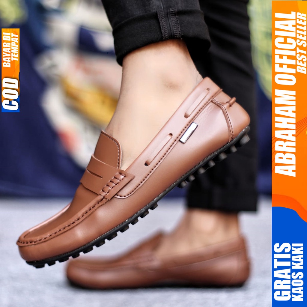 ABRAHAM Sepatu Casual Slip On Hitam Kerja Selop Pria