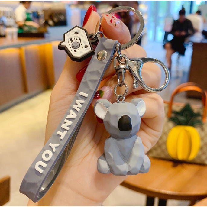 COD❤Gantungan Kunci Bentuk Koala Kartun Keychain Geometric Lucu Animal Motor Keychain Cute Panda Dinosaur Keychain Pendant Metal Key Fashion Baju Mobil Tas Serbaguna GTG02