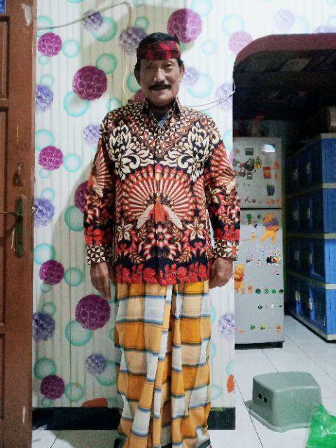 Batik Solo Merak Mekar Size M - Xxl Kemeja Pria Katun Halus Sragenan Full Furing