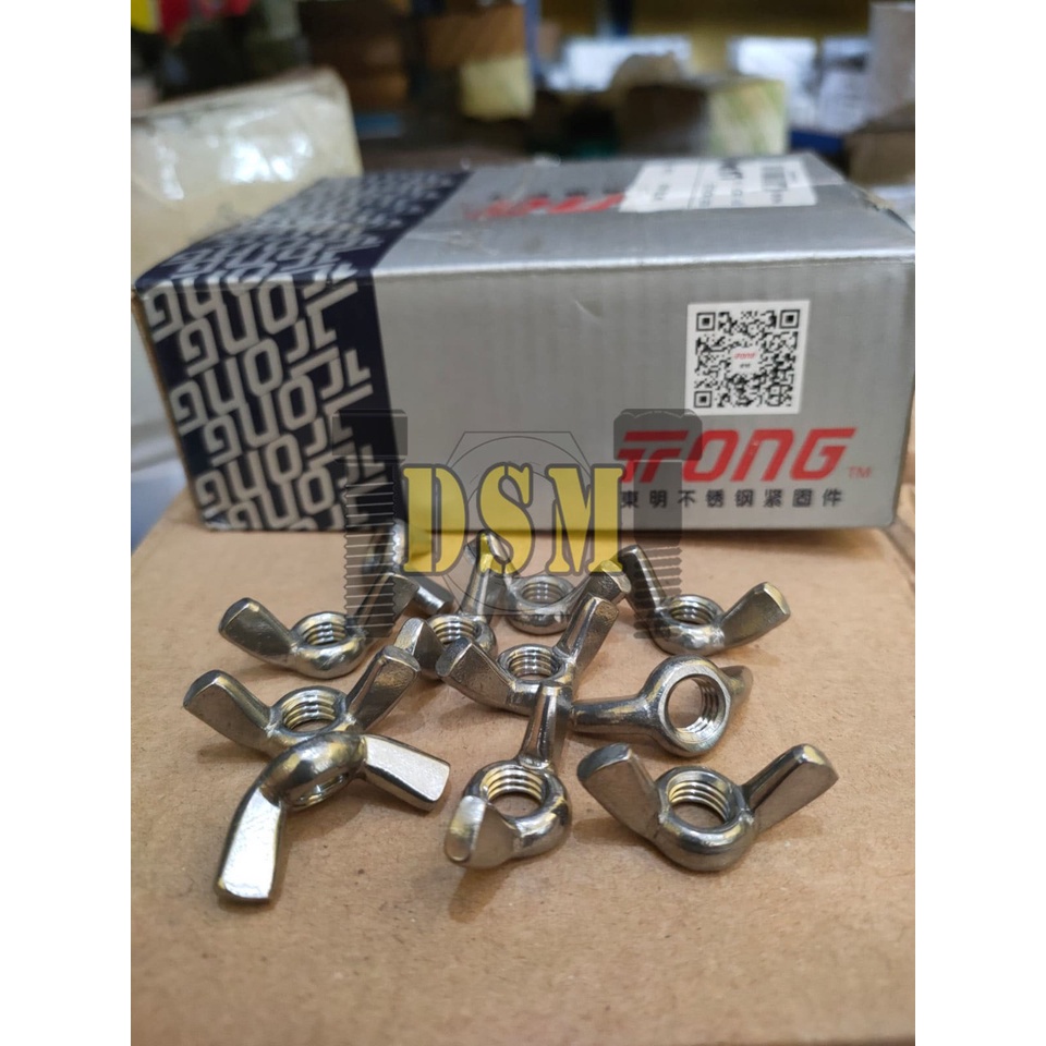 SS 304 / Mur Kuping M10 / Mur Kupu-kupu / Wing Nut Stainless Pitch 1,5