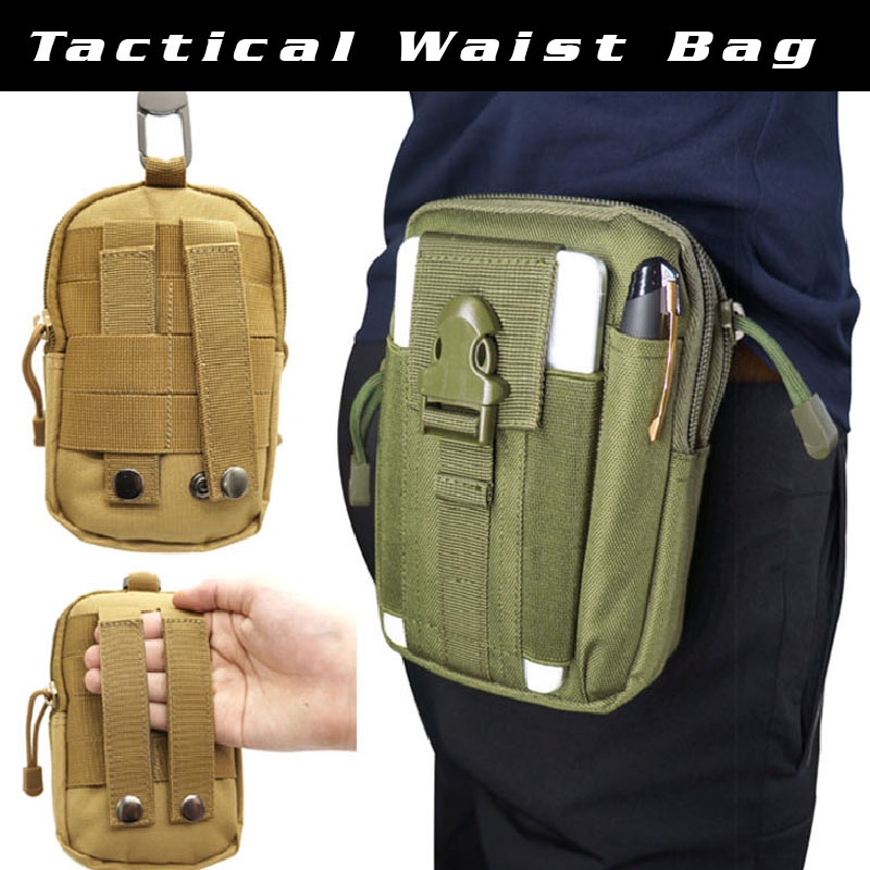 Tas Pinggang Hp Pria Import Waistbag Tactical Waist Bag Army Tas Hp Mini Multifungsi Macho / Tactical Pouch Molle Hunting Bags Belt Waist Bag / Outdoor Men Waist Pack Bum Bag Pouch Waterproof Tactical Military Sport Hunting Belt