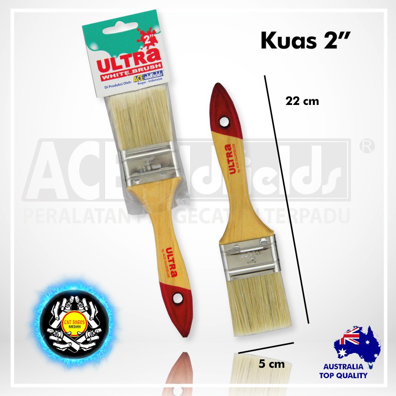 KUAS CAT 2" KUAS 2 INCH ULTRA WHITE BRUSH ACE OLDFIELDS KUAS BULU PUTIH 2 INCI BULU PANJANG TEBAL TI