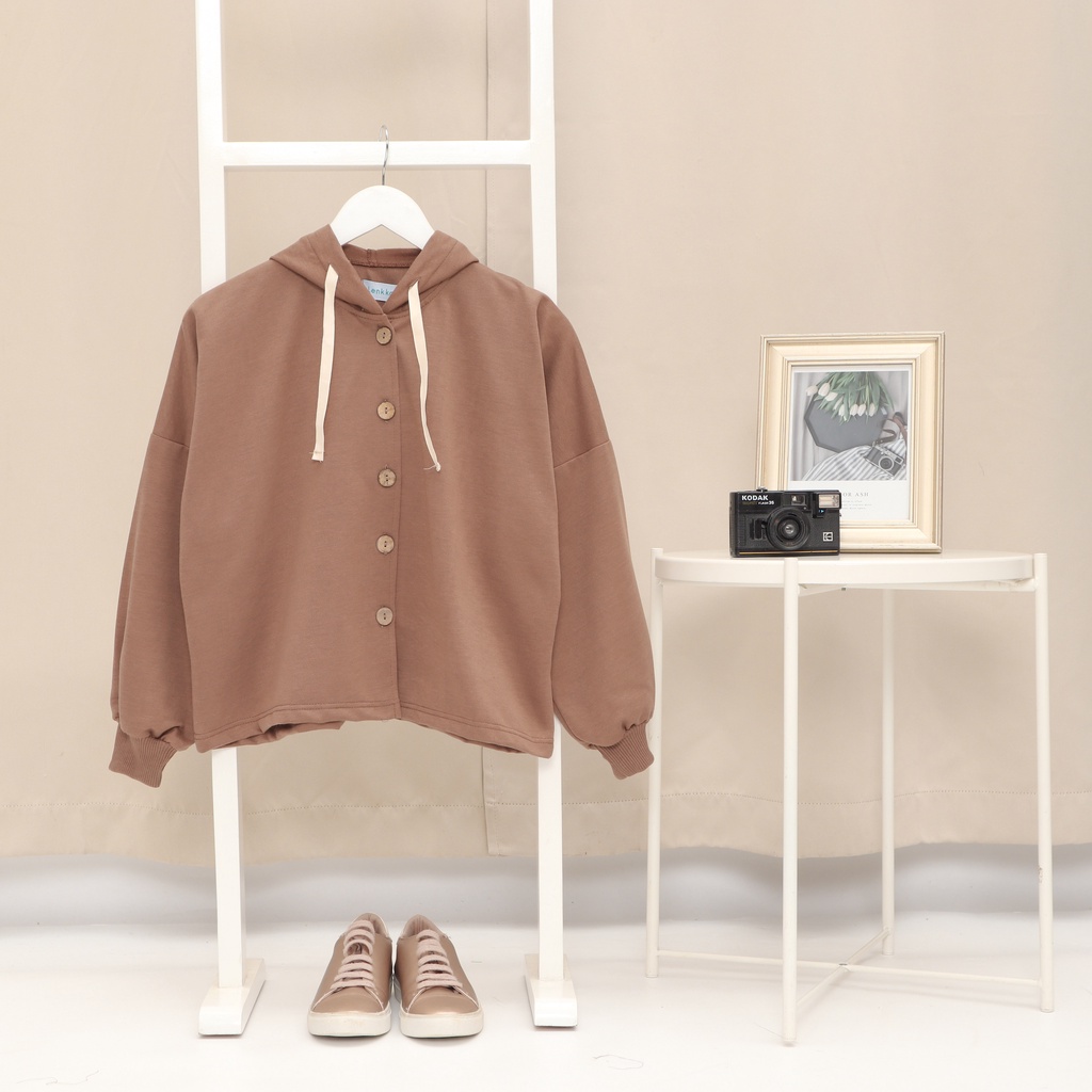 Jaket Sweater Hoodie Women Pakaian wanita Sweater Oversize Outer musim Semi-Chocolate