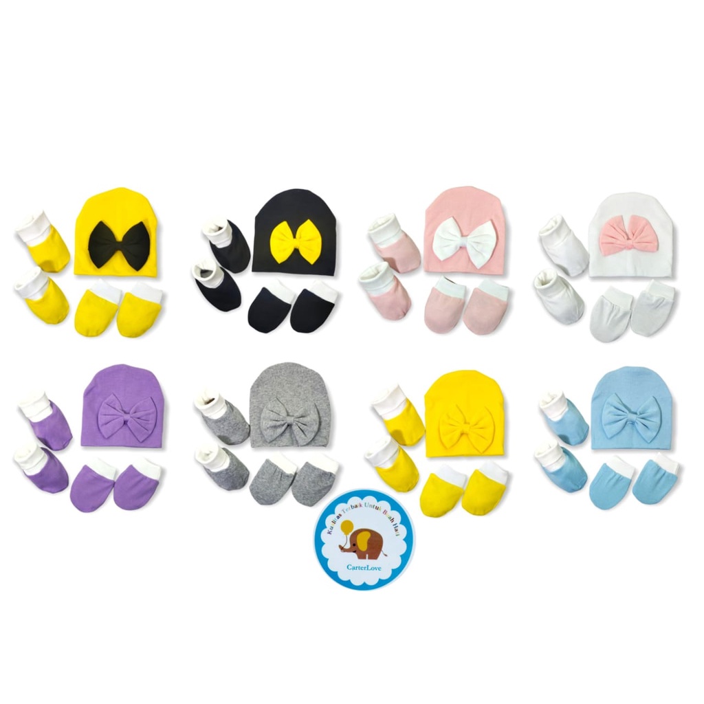 Topi Mitten Booties Set TMB - Set Topi dan Sepatu Bayi