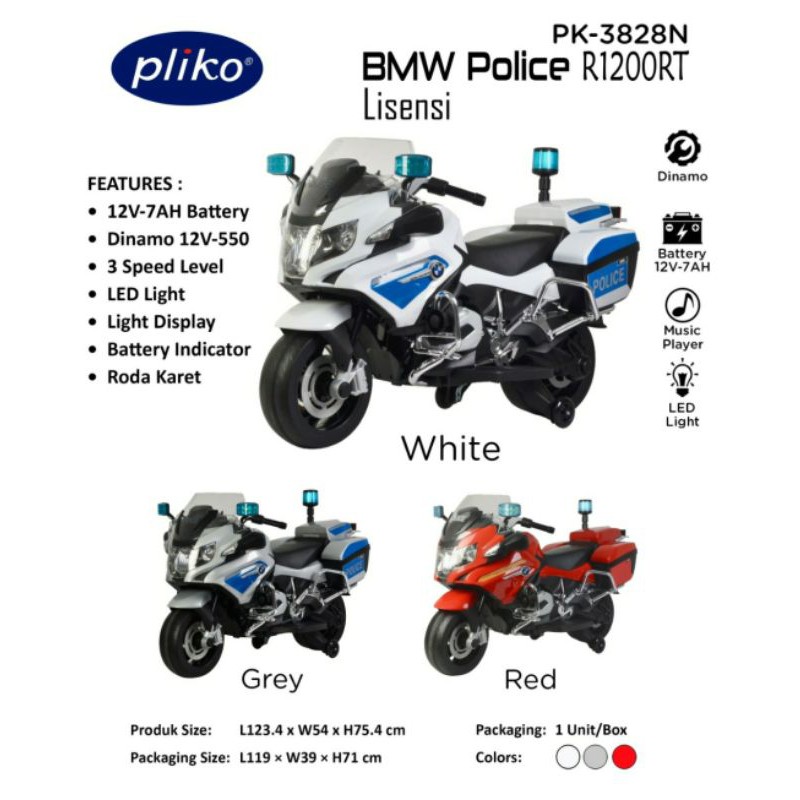 Motor aki anak Pliko BMW Police PK 3828N R1200RT licensed