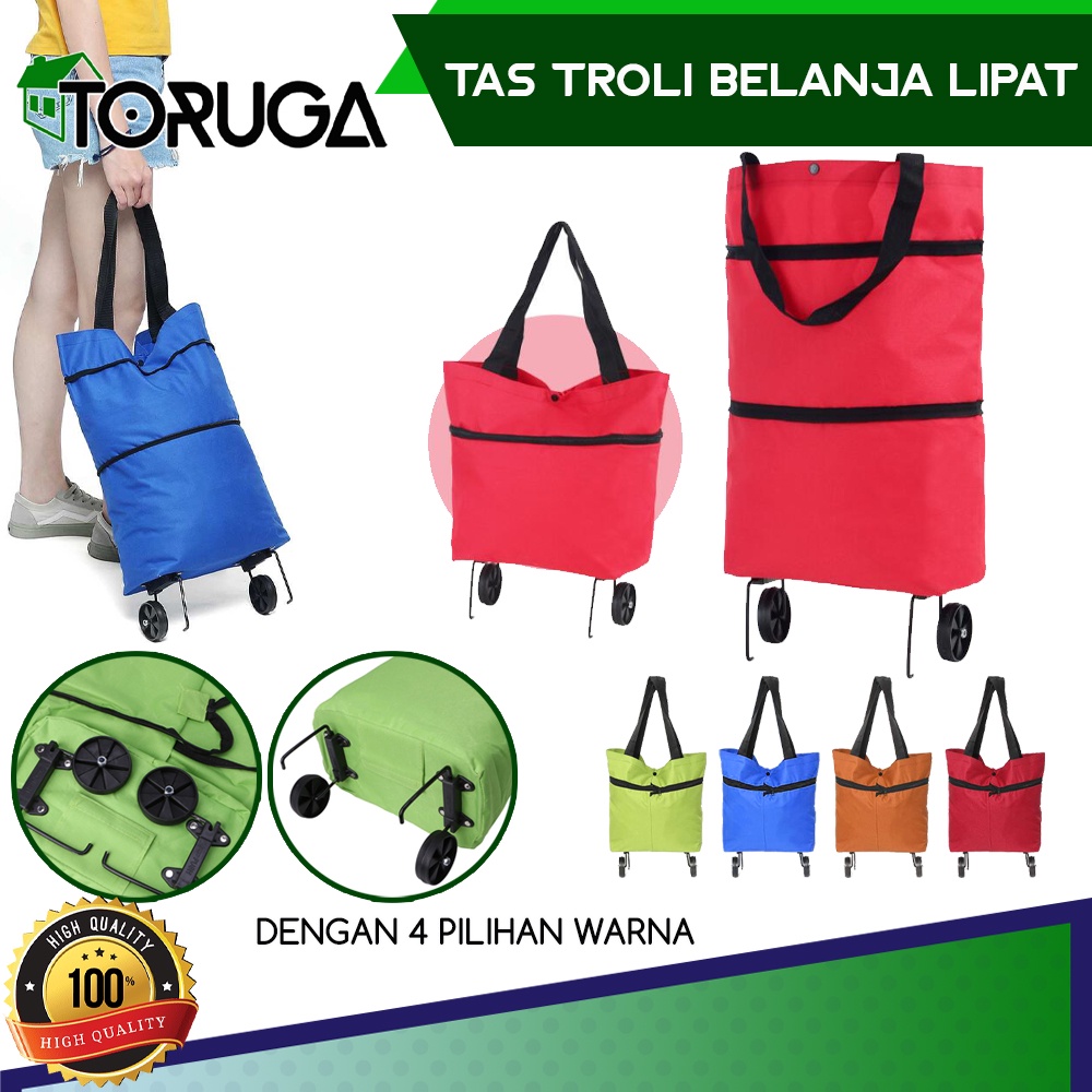 TROLLY SHOPPING BAG TAS BELANJA LIPAT RODA SERBAGUNA PRAKTIS FOLDABLE