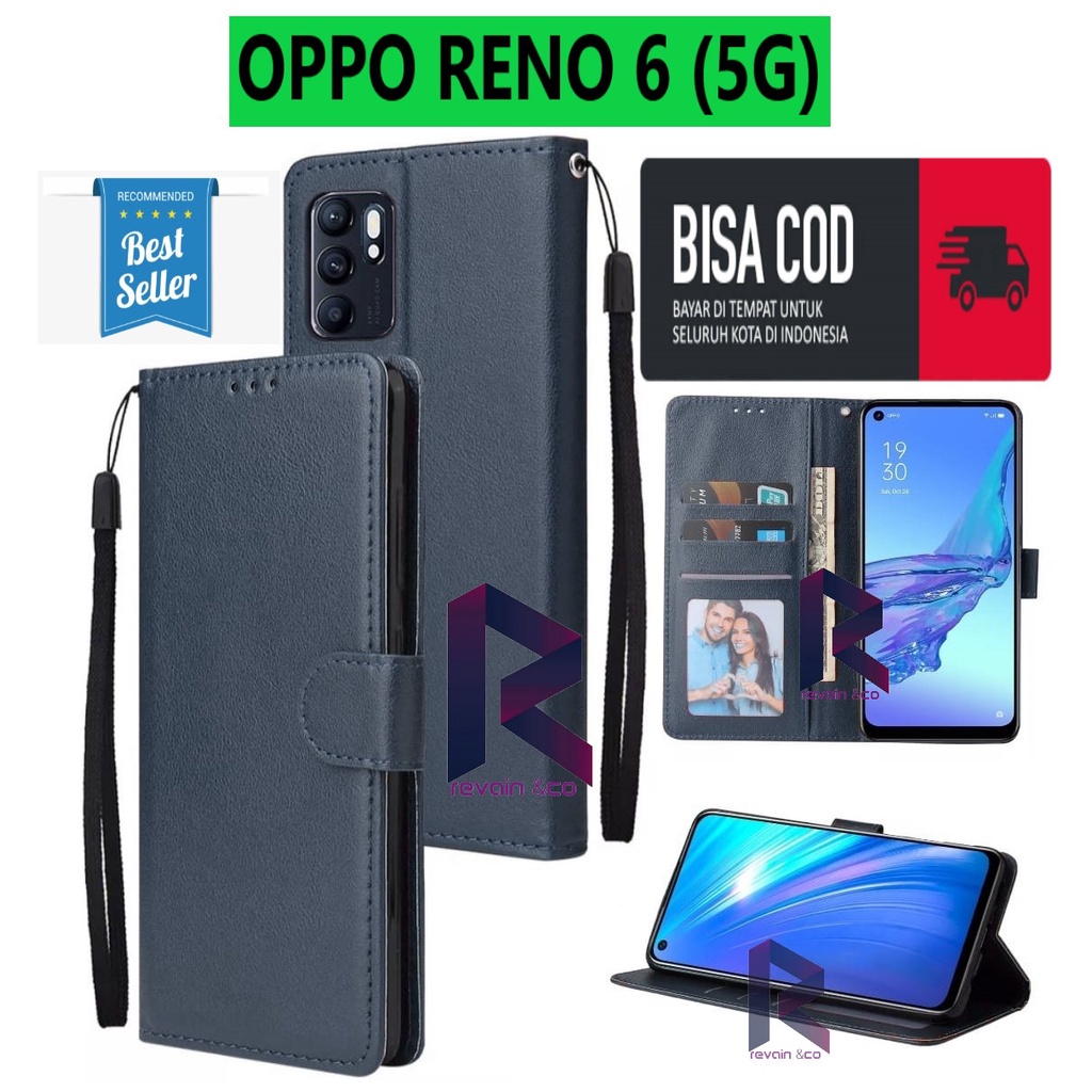 CASING NEW OPPO RENO 6 5G FLIP WALLET LEATHER KULIT PREMIUM SARUNG BUKA TUTUP FLIP CASE OPPO RENO 6 5G