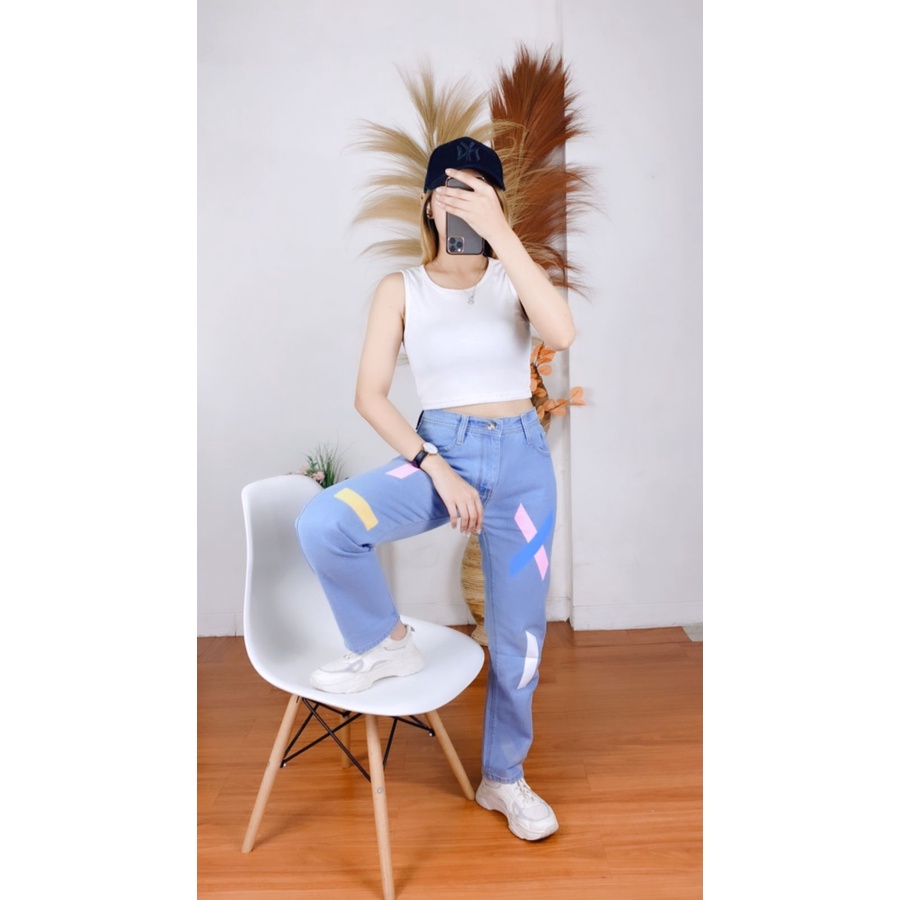 RX FASHION - LIIMITE SALE CELANA BOYFRIEND LINE COLOUR BAHAN JEANS