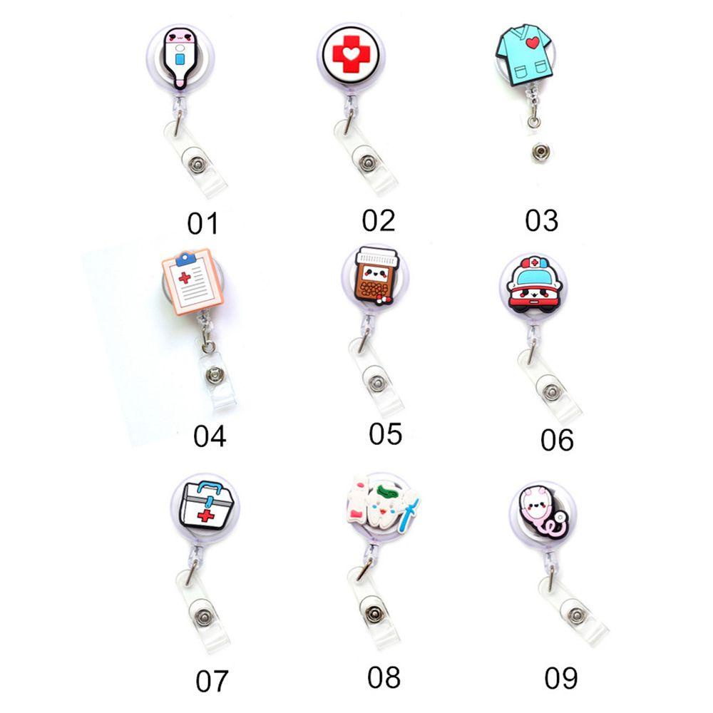 Nickolas1 Retractable Badge Reel Perlengkapan Kantor Perlengkapan Sekolah Dada Card Holder Perawat Dokter Siswa Kartu Nama Card Holder Hospital Badge Holder