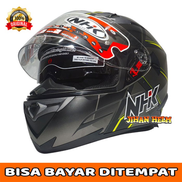 HELM / NHK / HELM NHK / HELM FULL FACE NHK RX9 HAWK BLACK YELLOW DOFF TERMURAH