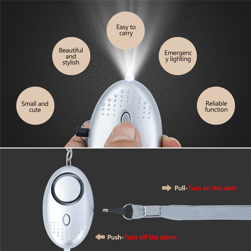 TK 130dB Self Defense Alarm Security Protect Alert Scream Loud Emergency Alarm Keychain Personal Safety For Women