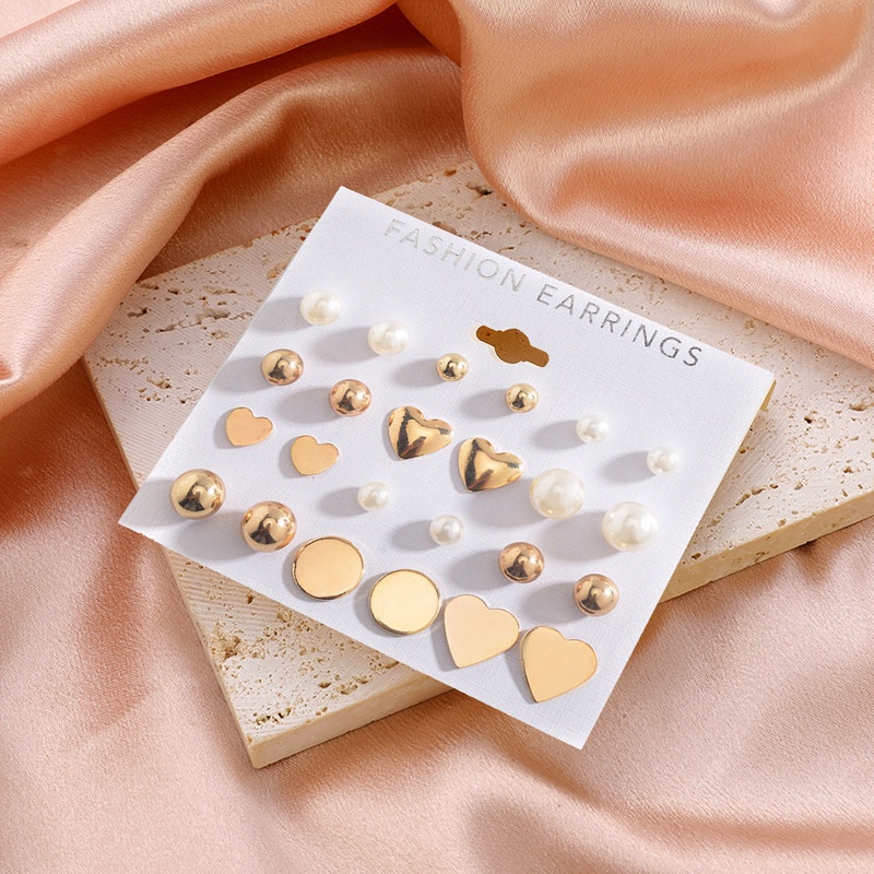 Fancyqube Anting Stud Desain Hati Aksen Mutiara Imitasi Untuk Wanita