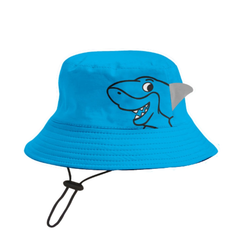 Topi bucket hat anak bordir gambar hewan dino bahan american dril ada tali nya