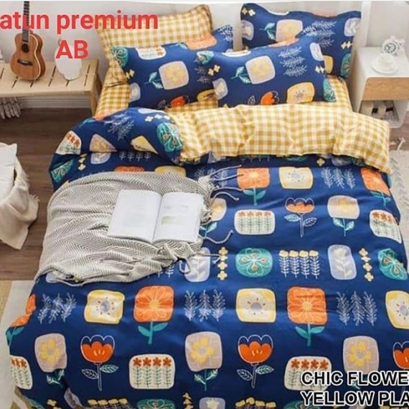 Ready Stok Sprei Set Motif Rainbow Chiq Flower Katun Catra Ukrn 100x200 - 200x200