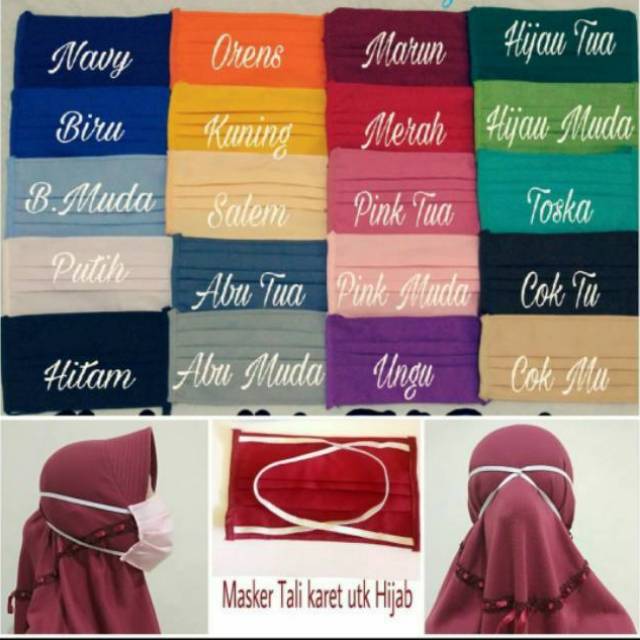 Masker kain hijab tali karet