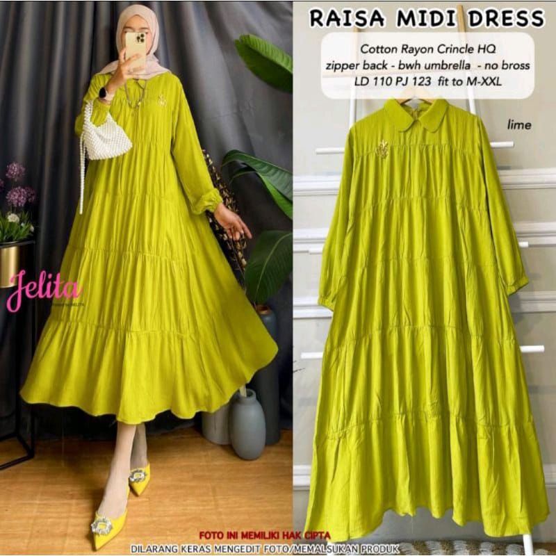 RAISA Midi Dress | Midi Crinkle Premium | Baju muslim midi | Dress wanita midi | Midi Dress Wanita K