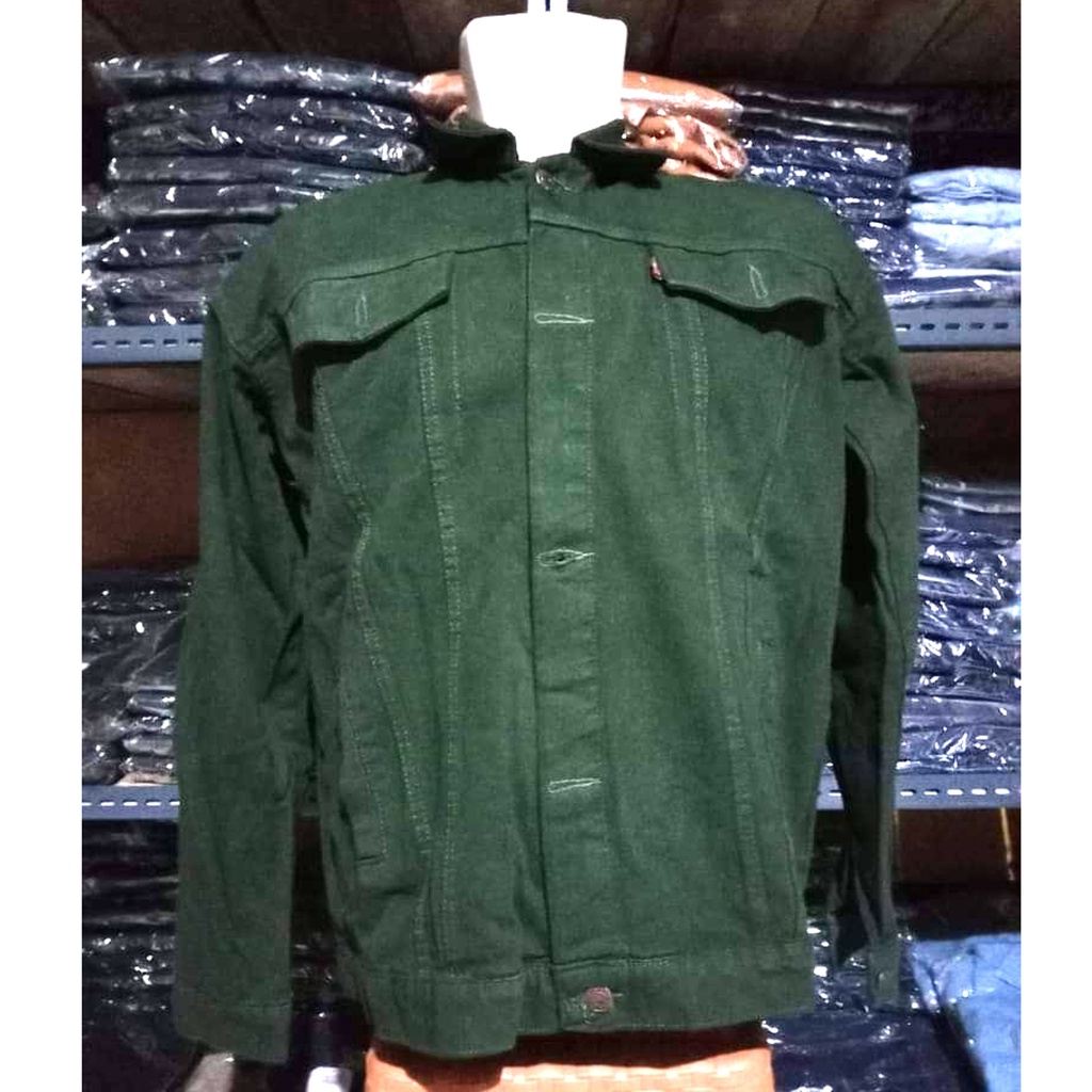 jaket jacket jeans denim pria laki-laki cowok cowo dewasa warna hijau army