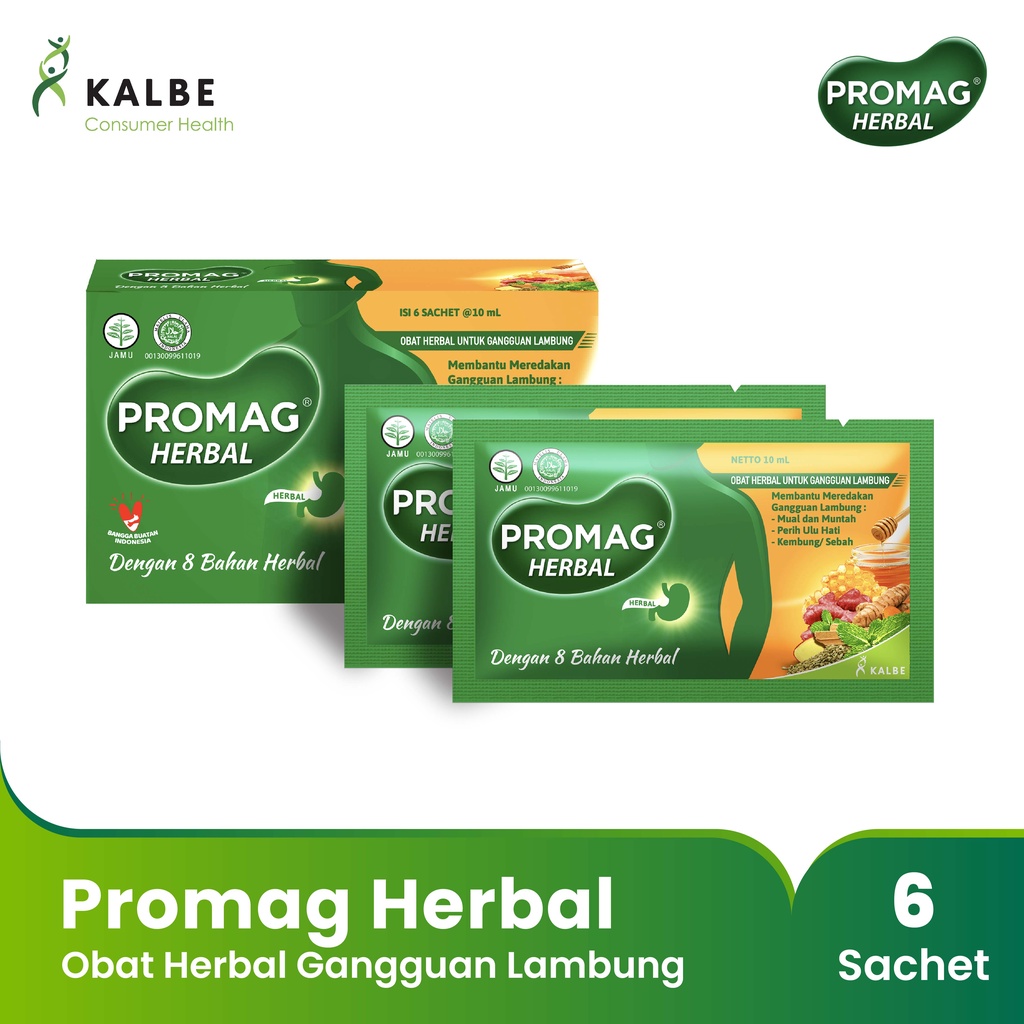 Promag Obat Herbal Untuk Gangguan Lambung Box Isi 6 Sachet